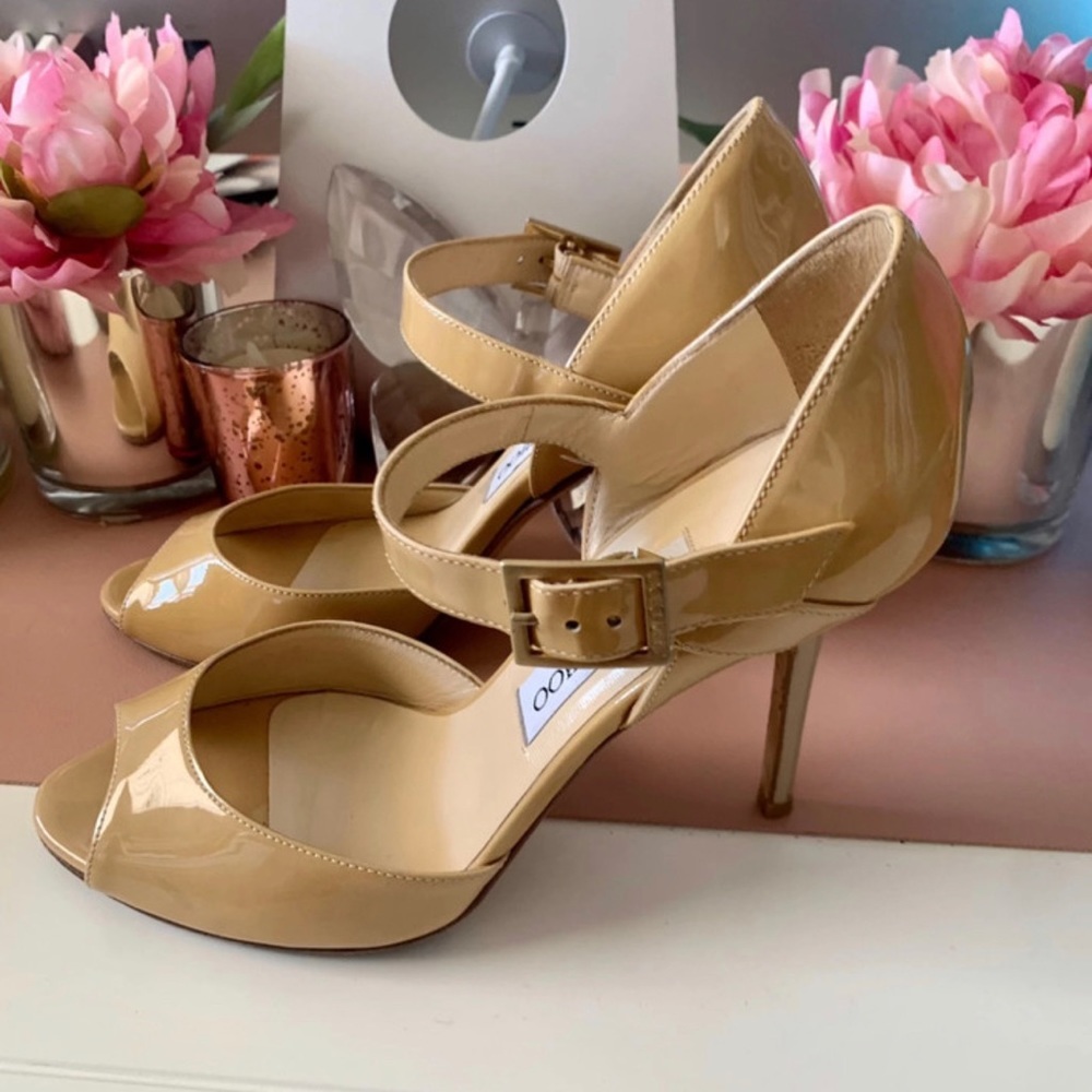 🎉✨💕Host Pick 🎉✨💕Jimmy Choo Peep Toe Patent Leather Heels - Picture 3 of 7